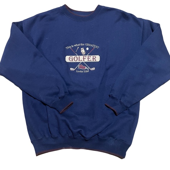 Other - Vintage Navy Embroidered Golf Sweatshirt
